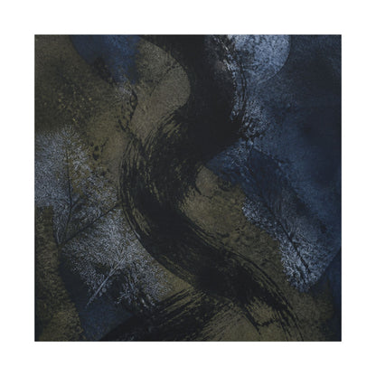 Shibui Ink Brushstroke Canvas Art - Dark Japandi Dark Texture