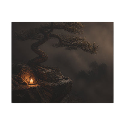 Pine Tree Shadow Zen Canvas Art | Luxurious Dark Japandi Art