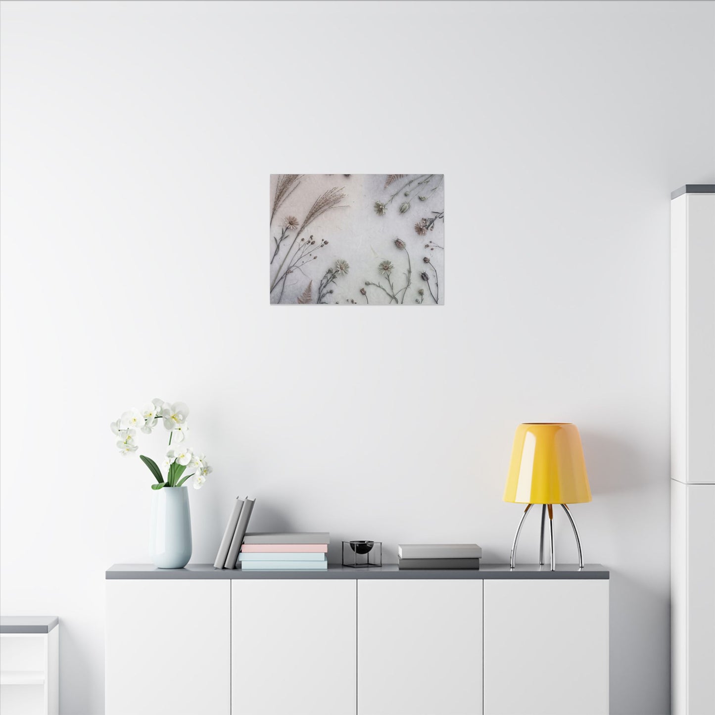 Dried Flowers Japanese Pattern Canvas Art | Elegant Japandi Art