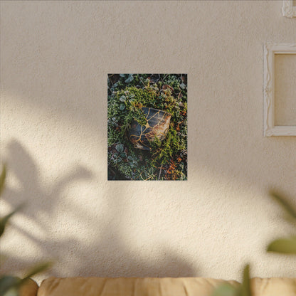 Artful Moss Close Up Canvas Art - Gold Repair Kintsugi