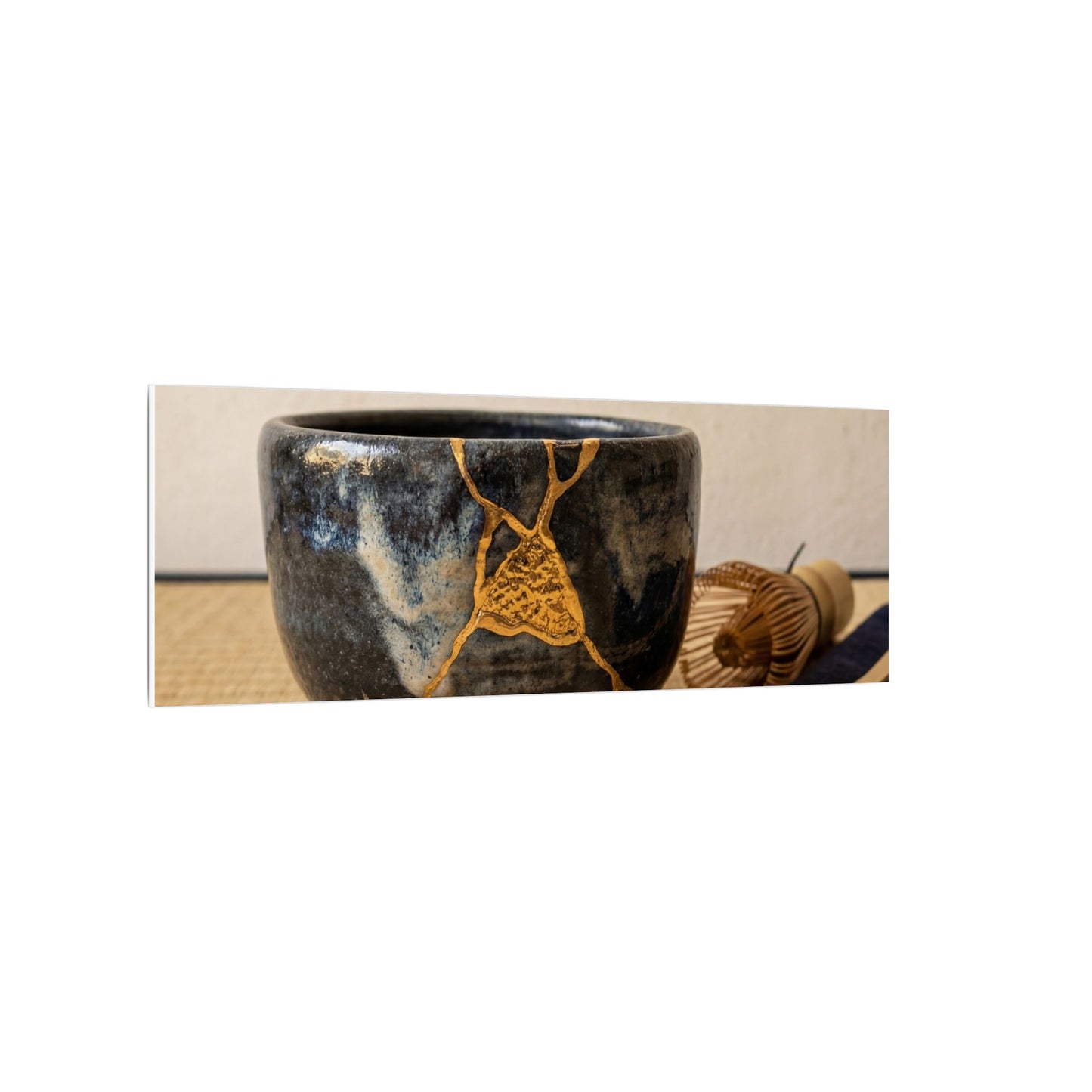 Kanso Tea Ceremony Canvas Art - Kintsugi Gold Vein
