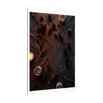 Dried Flowers Canvas Art | Winter Dark Japandi Moody Minimal Art