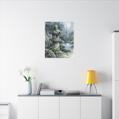 Moonlight Stone Lantern Canvas Art - Japandi Seijaku