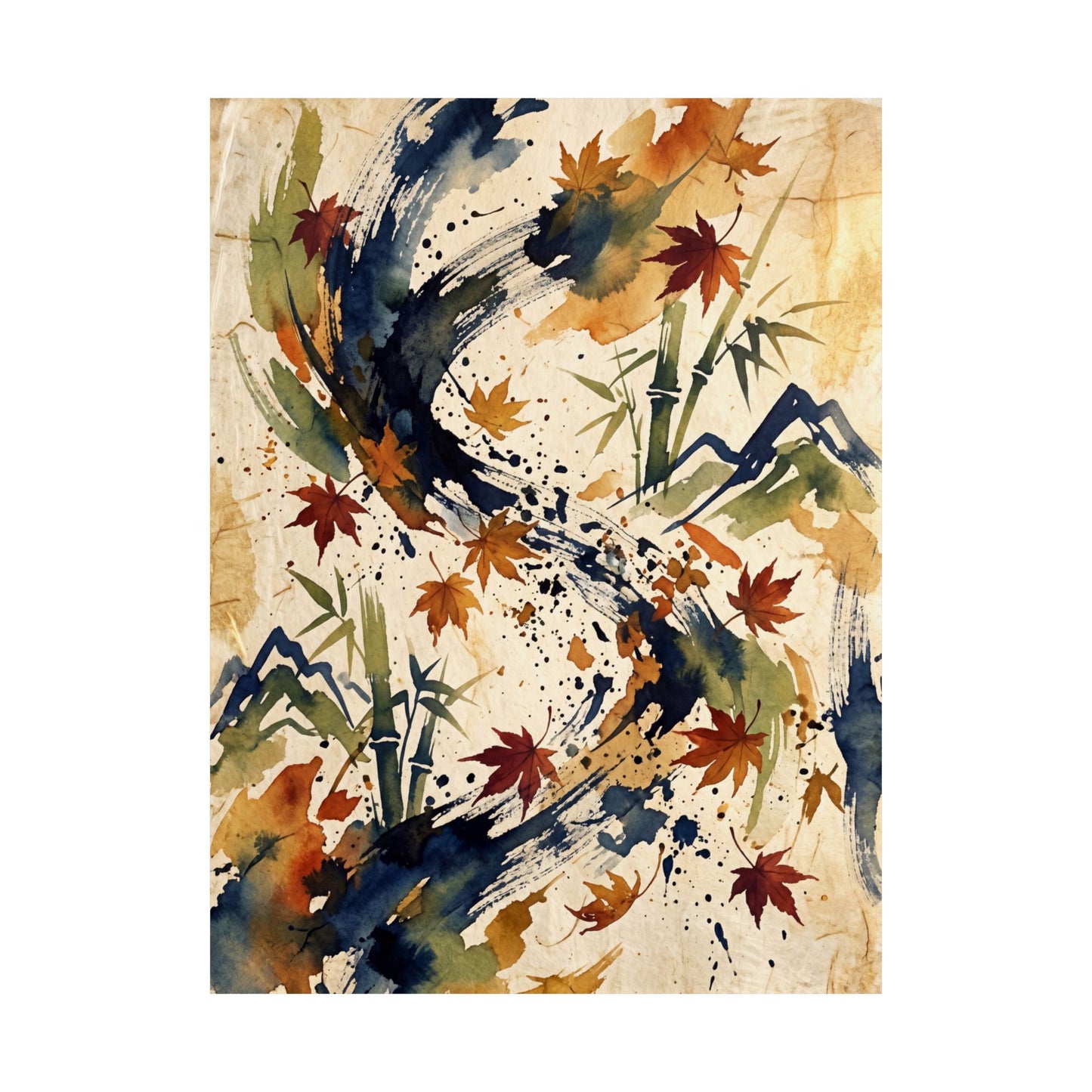 Golden Hour Ink Brushstroke Wall Art Print - Zen Shibui