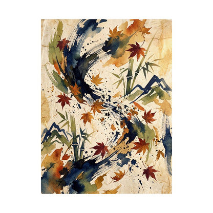 Golden Hour Ink Brushstroke Wall Art Print - Zen Shibui