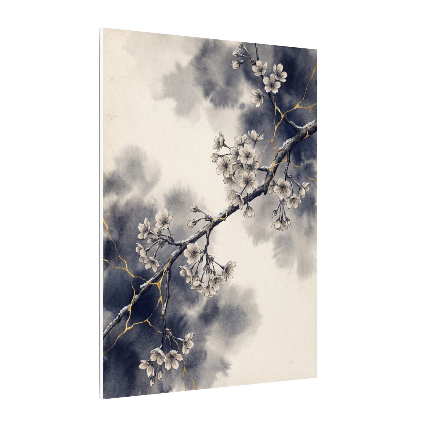 Ma Cherry Blossom Canvas Art - Kintsugi Gold Vein