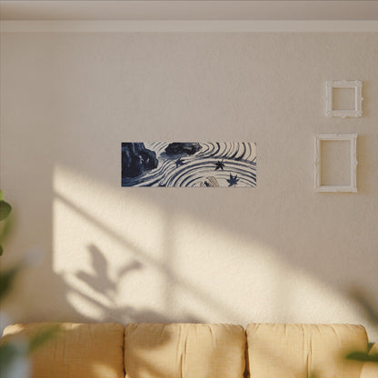 Zen Rock Garden in Golden Hour | Sumi E Canvas Art