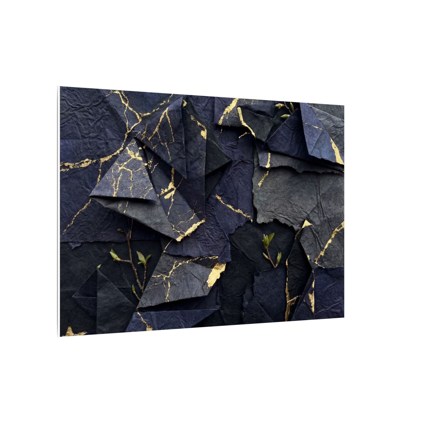 Beautiful Paper Fold Canvas Art - Crackle Gold Kintsugi