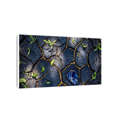 Cracked Earth Canvas Art | Spring Dark Japandi Moody Minimal Art