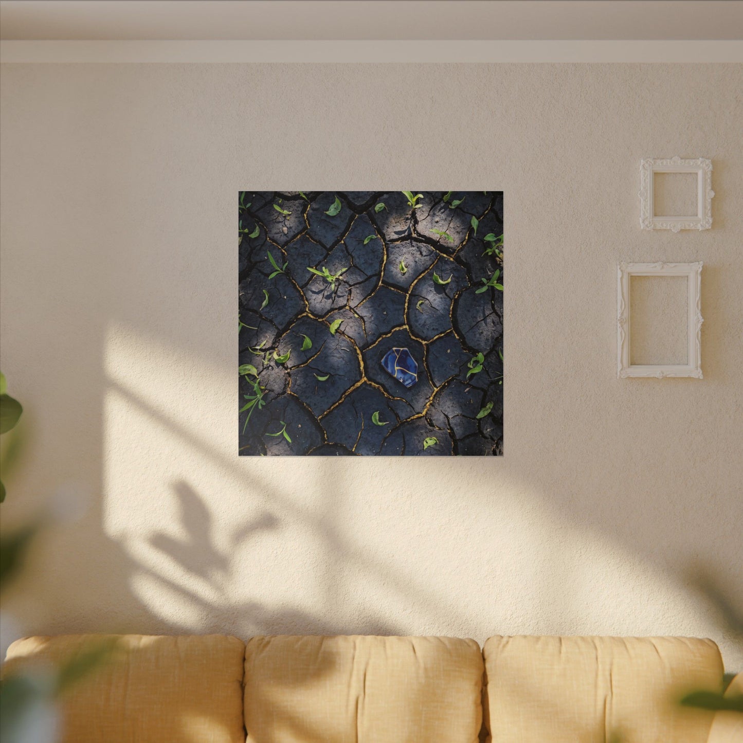 Cracked Earth Canvas Art | Spring Dark Japandi Moody Minimal Art