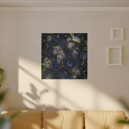 Cracked Earth Canvas Art | Spring Dark Japandi Moody Minimal Art