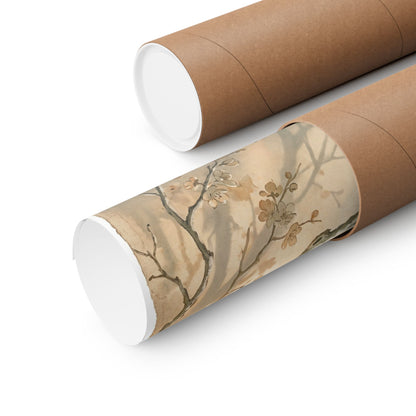 Cherry Blossom Japanese Pattern Wall Art Print | Earthy Japandi Art