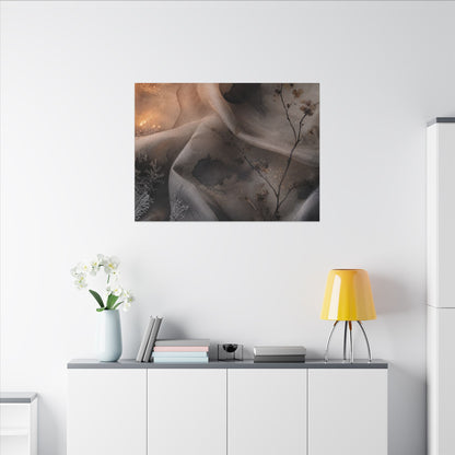 Japandi Silk Drape in Candlelight | Watercolor Canvas Art