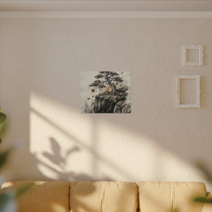 Pine Tree Autumn Canvas Art | Japandi Earthy Design