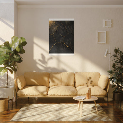Cracked Earth Canvas Art | Winter Dark Japandi Shadow Zen Art