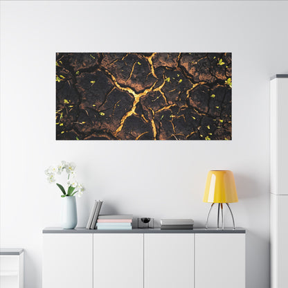Cracked Earth Moody Minimal Canvas Art | Sophisticated Dark Japandi Art