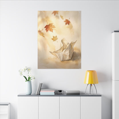 Japandi Paper Fold in Golden Hour | Watercolor Canvas Art