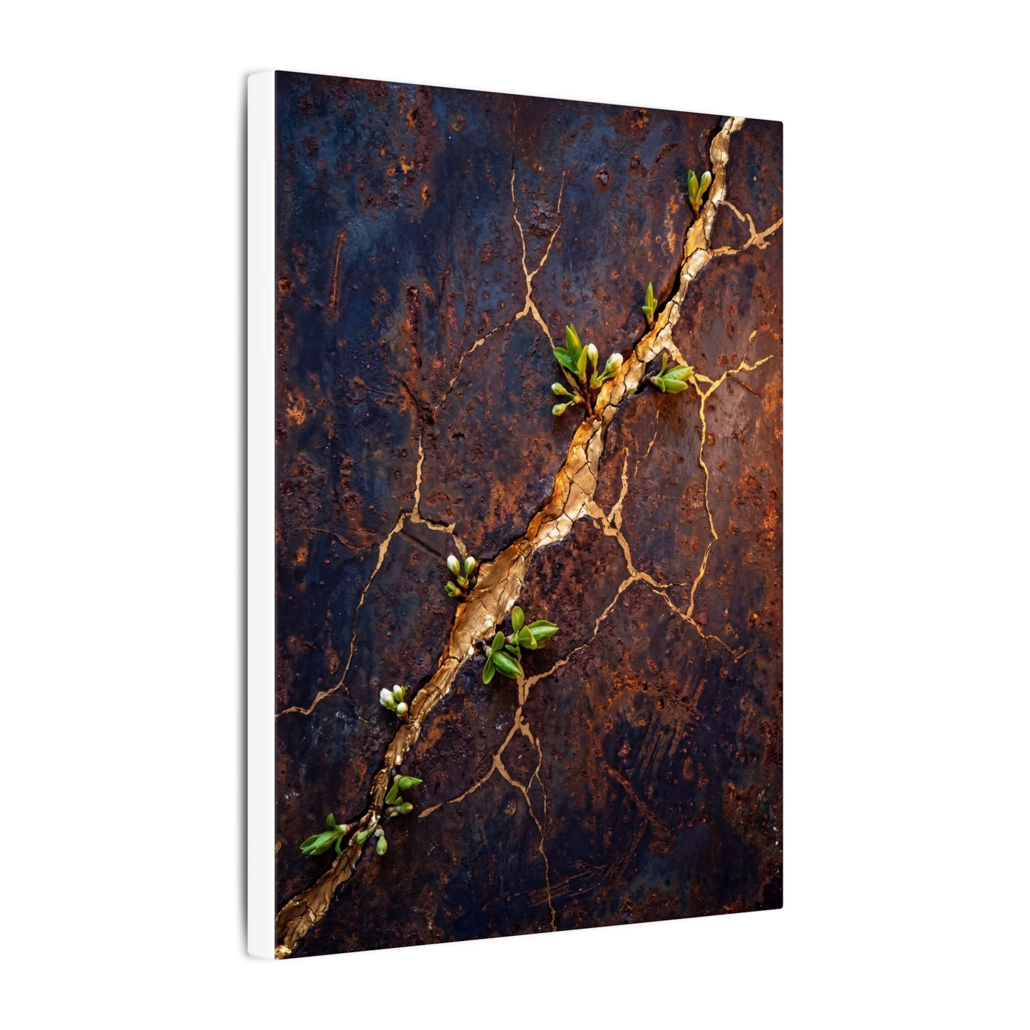 Rust Patina Spring Canvas Art | Kintsugi Resilient Design