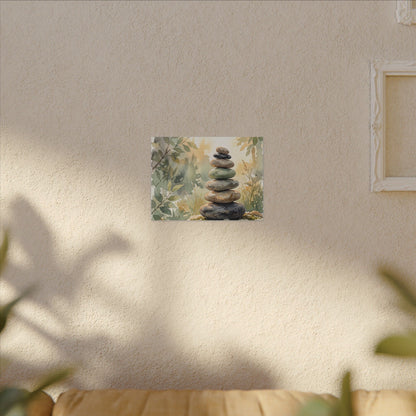Golden Hour River Stones Canvas Art - Japandi Mono No Aware