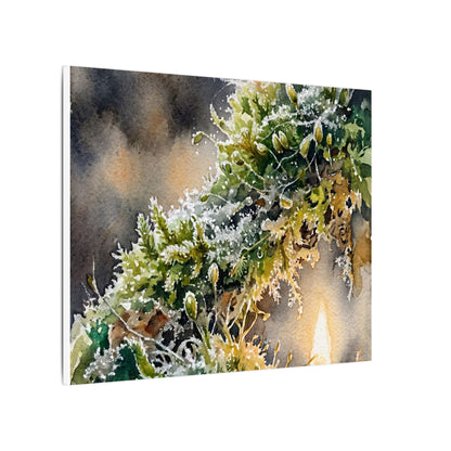 Winter Moss Close Up Watercolor Canvas Art | Neutral Decor