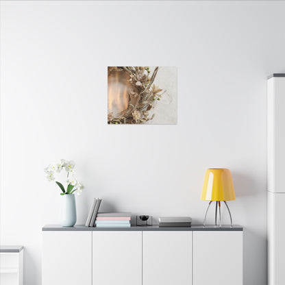 Dried Flowers Japanese Pattern Canvas Art | Neutral Japandi Art