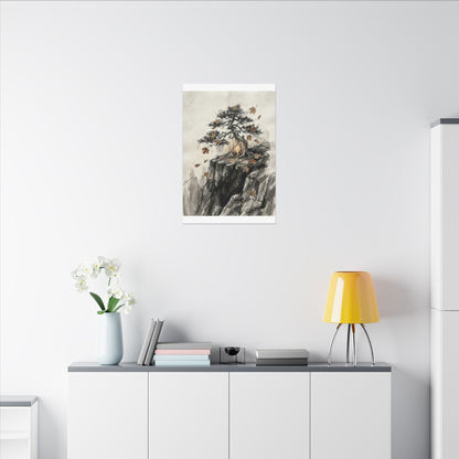 Pine Tree Autumn Canvas Art | Japandi Earthy Design