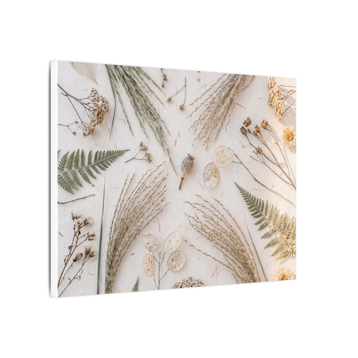 Elegant Dried Flowers Canvas Art - Japanese Pattern Japandi