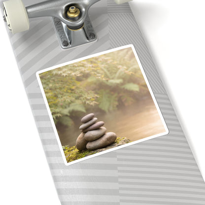River Stones Summer Sticker | Japandi Neutral Design Art Print