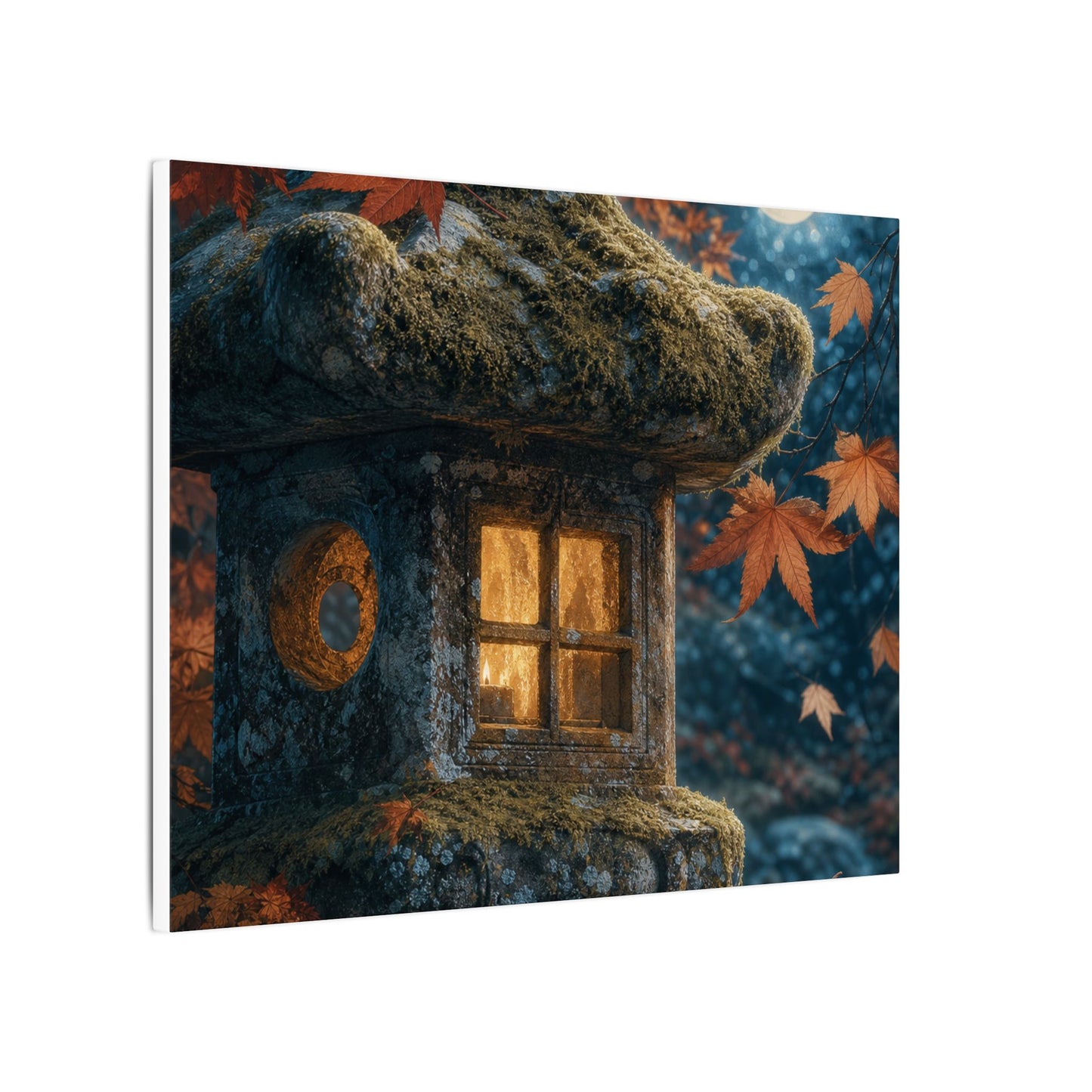 Autumn Stone Lantern Forest Whimsy Canvas Art | Earthy Decor