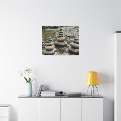 Zen River Stones in Dawn | Karesansui Canvas Art
