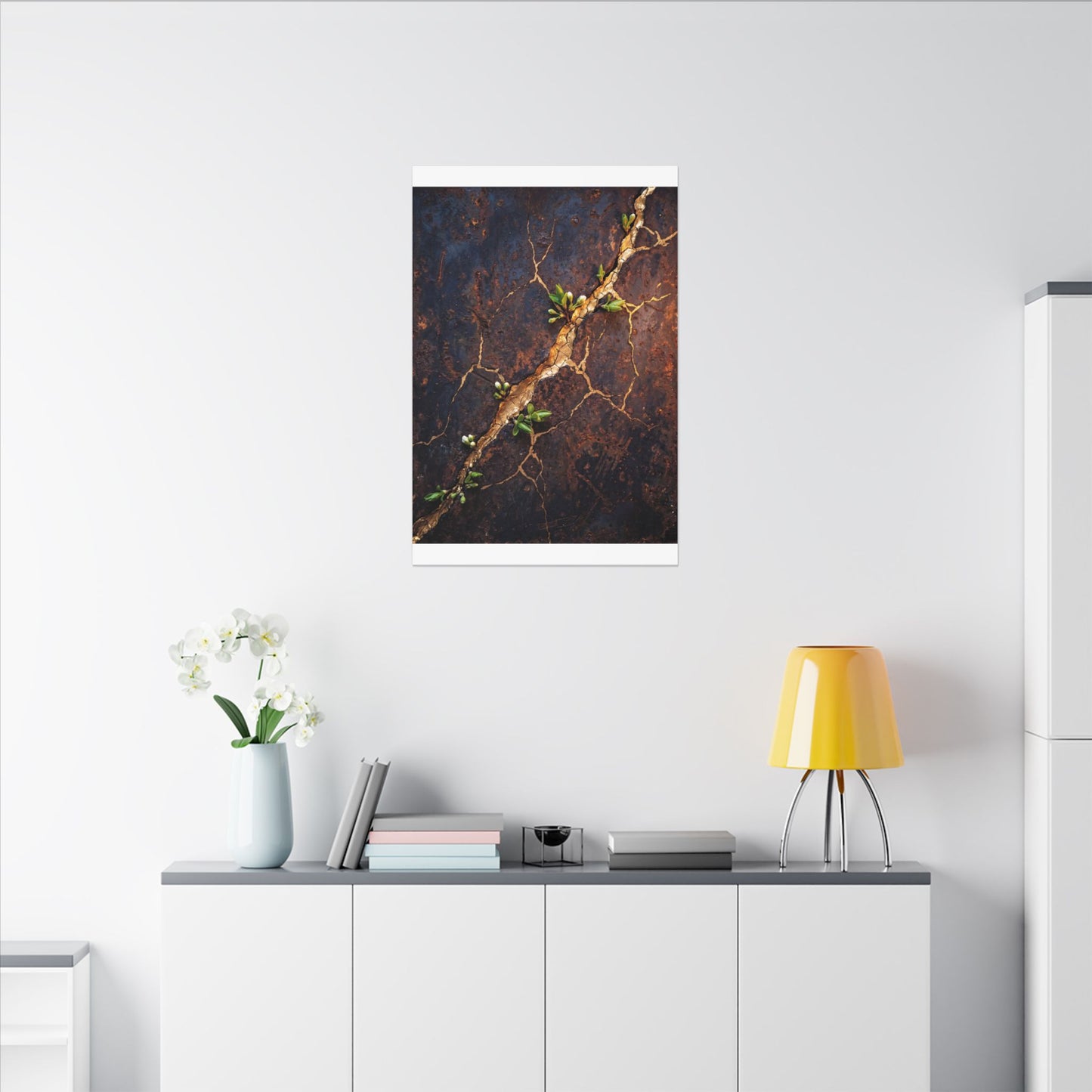 Rust Patina Spring Canvas Art | Kintsugi Resilient Design