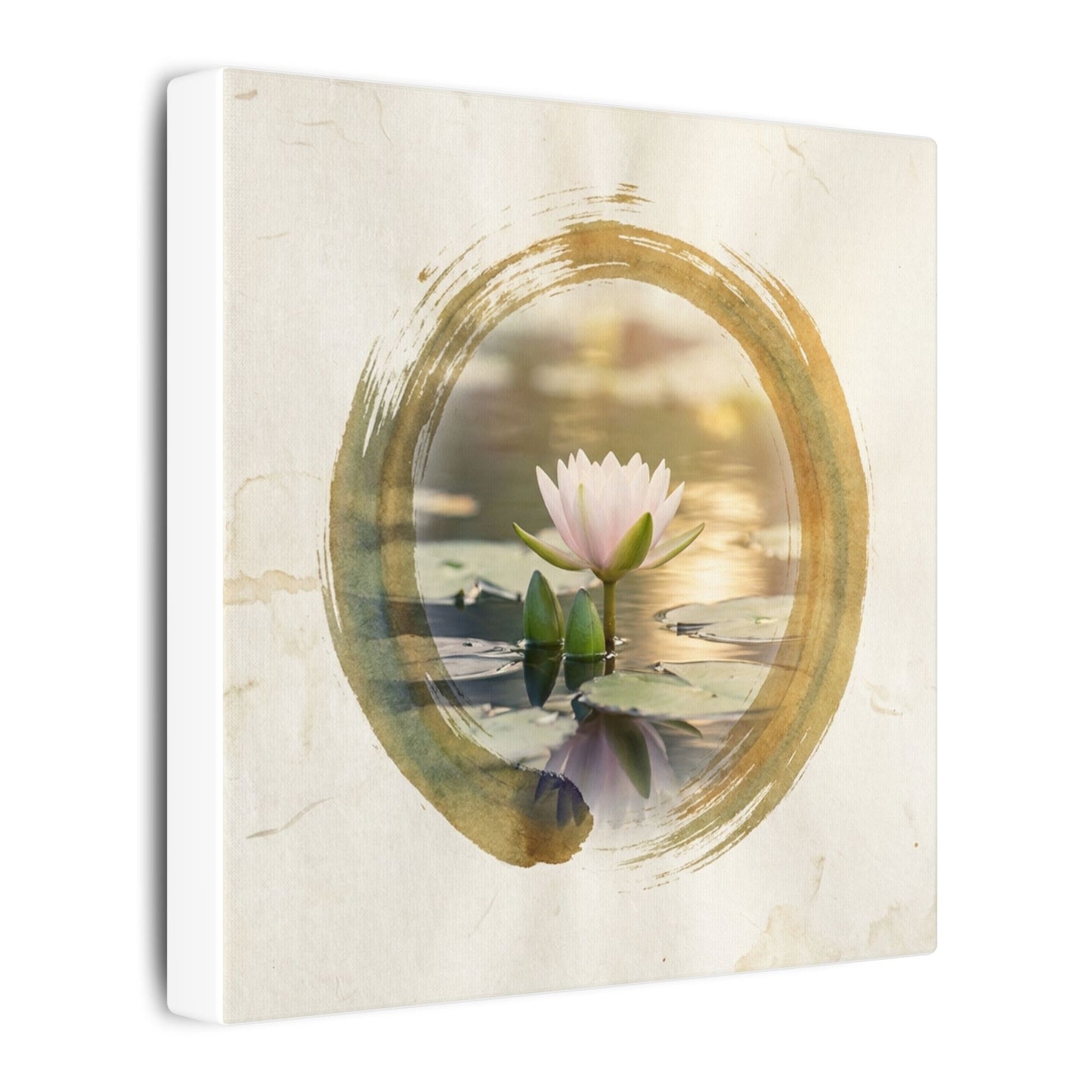 Peaceful Lotus Flower Canvas Art - Enso Zen