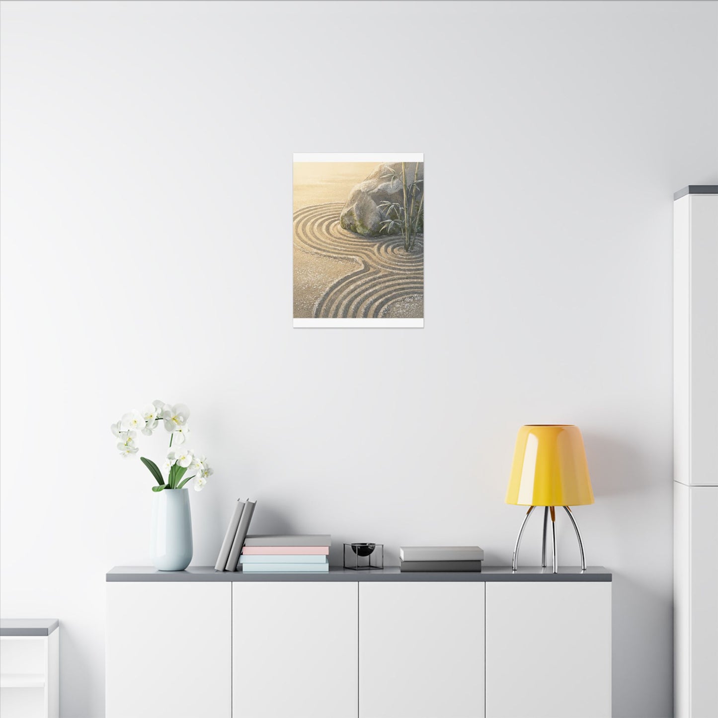 Rock Garden Winter Canvas Art | Zen Peaceful Design