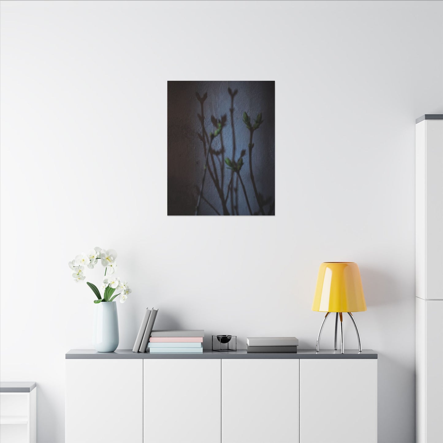 Shadow Play Spring Canvas Art | Dark Japandi Sophisticated Design