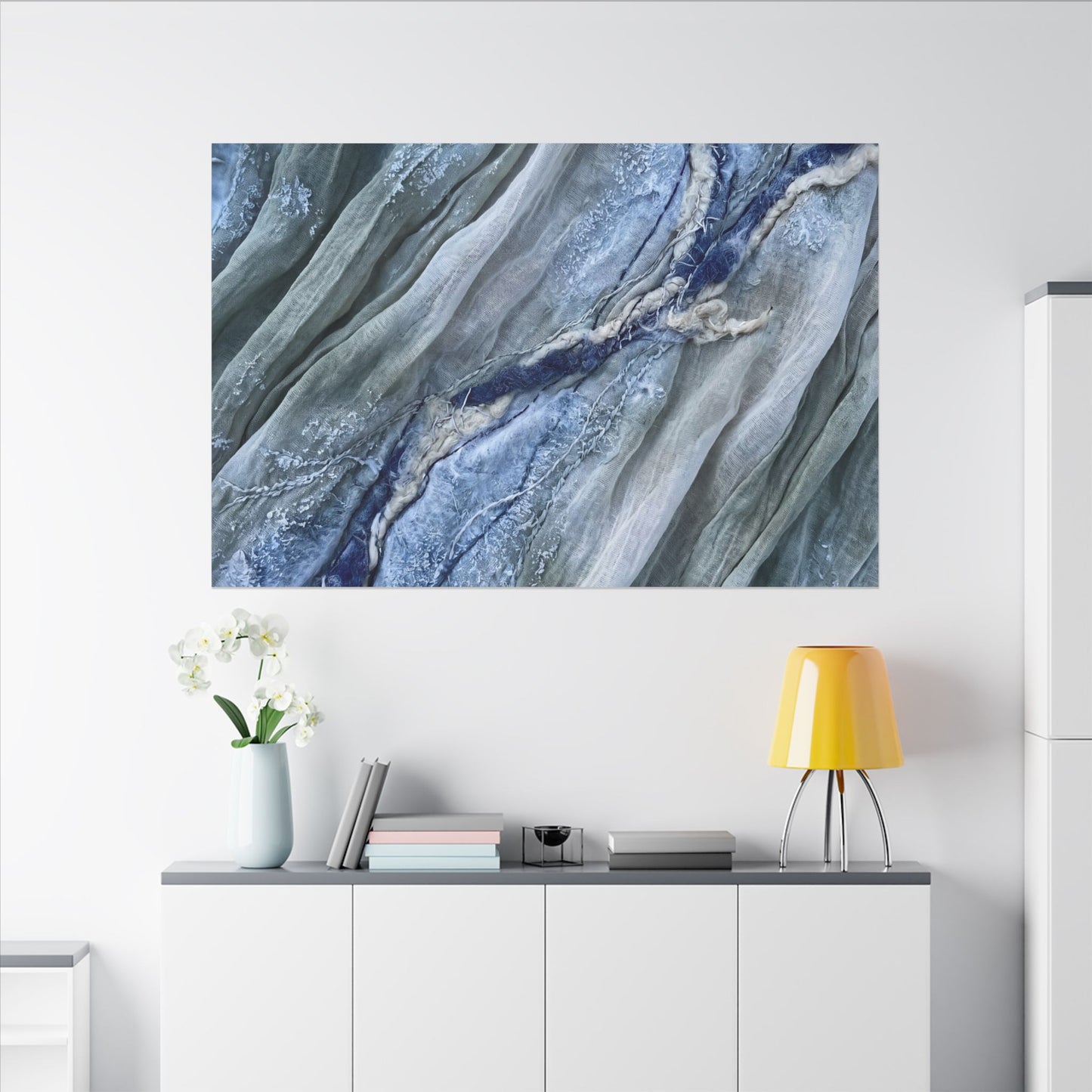 Moonlight Silk Drape Canvas Art - Japandi Mono No Aware