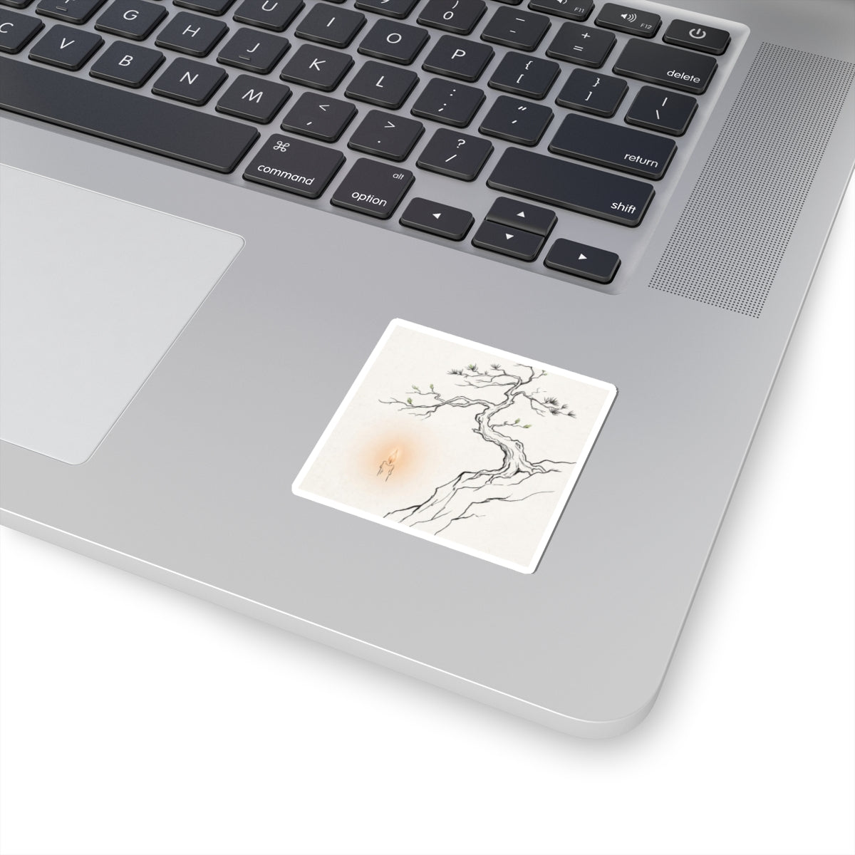 Japandi Pine Tree in Candlelight | Minimal Line Sticker