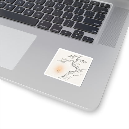 Japandi Pine Tree in Candlelight | Minimal Line Sticker
