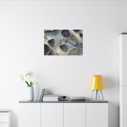 Broken Pottery Canvas Art | Winter Kintsugi Gold Vein Art