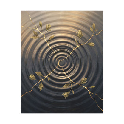 Kanso Water Ripple Canvas Art - Kintsugi Gold Vein