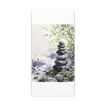 River Stones Sumi E Canvas Art | Serene Zen Art