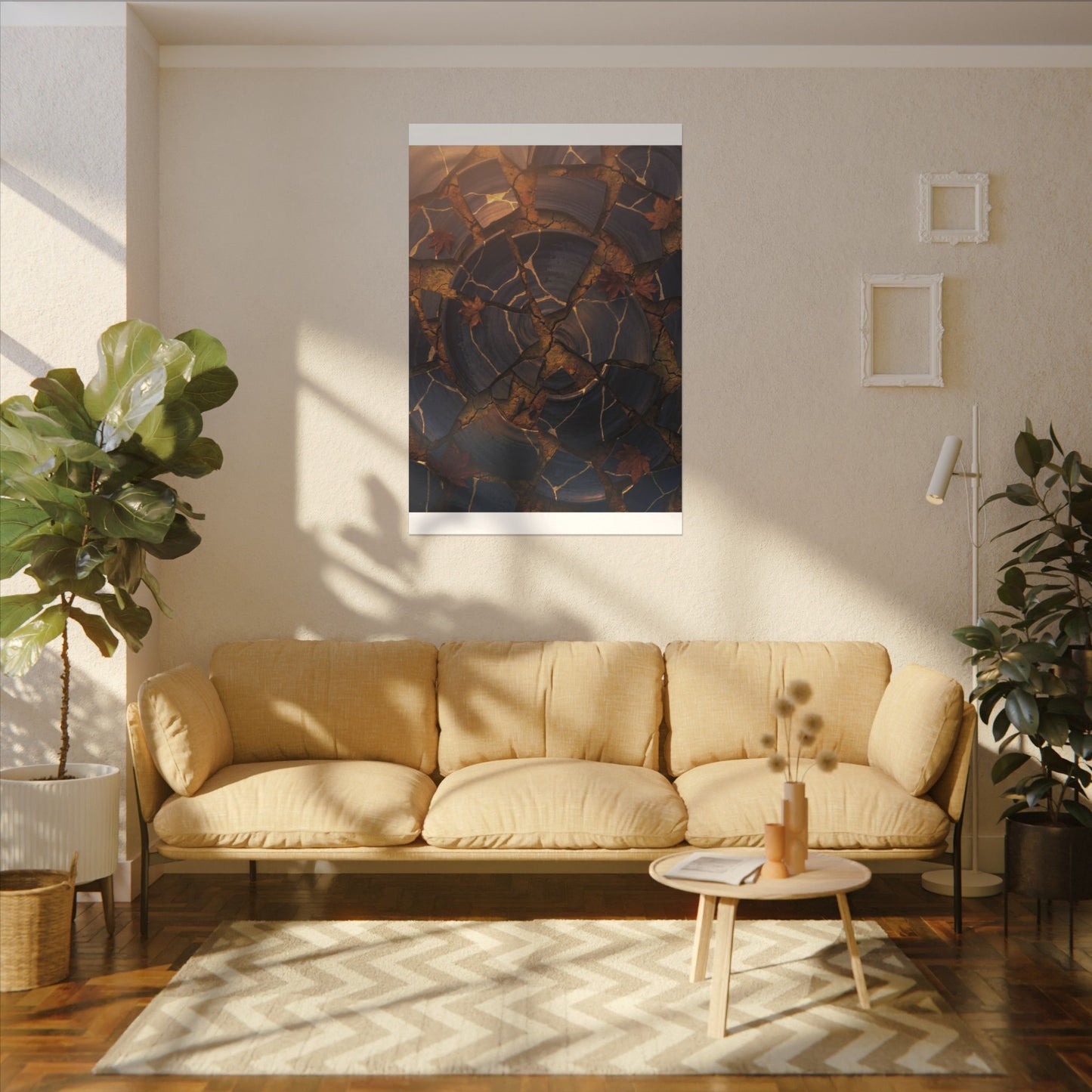 Autumn Cracked Earth Gold Repair Canvas Art | Philosophical Decor