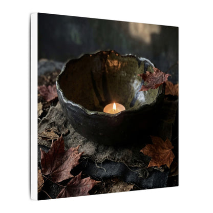 Candlelight Ceramic Bowl Canvas Art - Dark Japandi Kanso