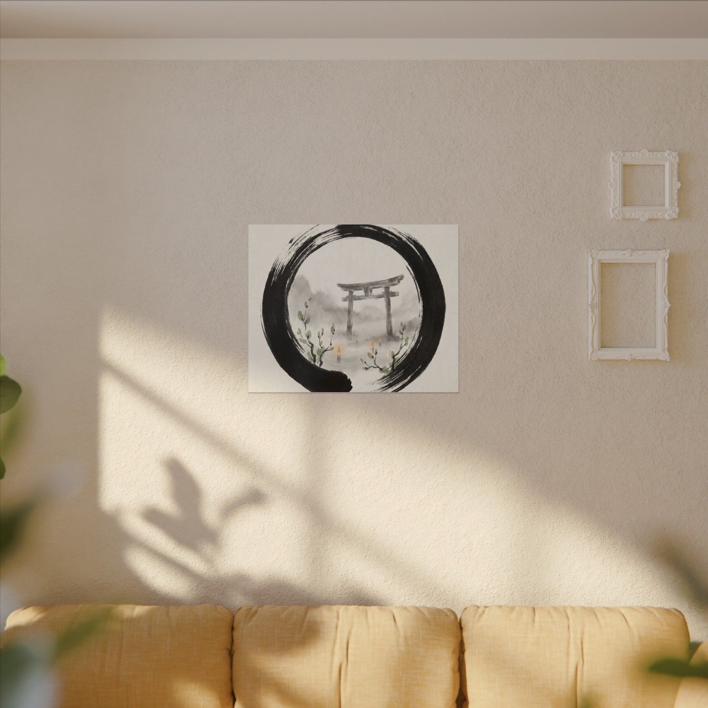 Spring Torii Gate Enso Canvas Art | Tranquil Decor