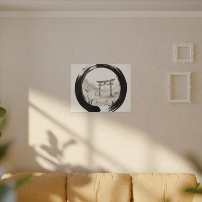 Spring Torii Gate Enso Canvas Art | Tranquil Decor