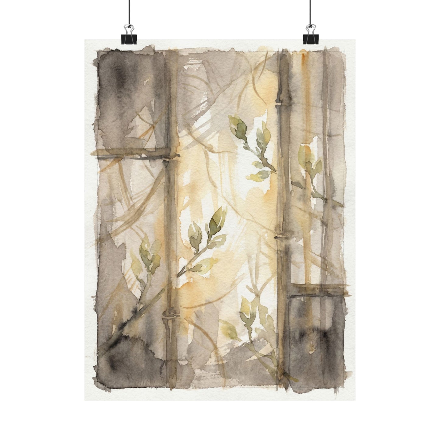 Shoji Screen Spring Wall Art Print | Japandi Neutral Design Art Print