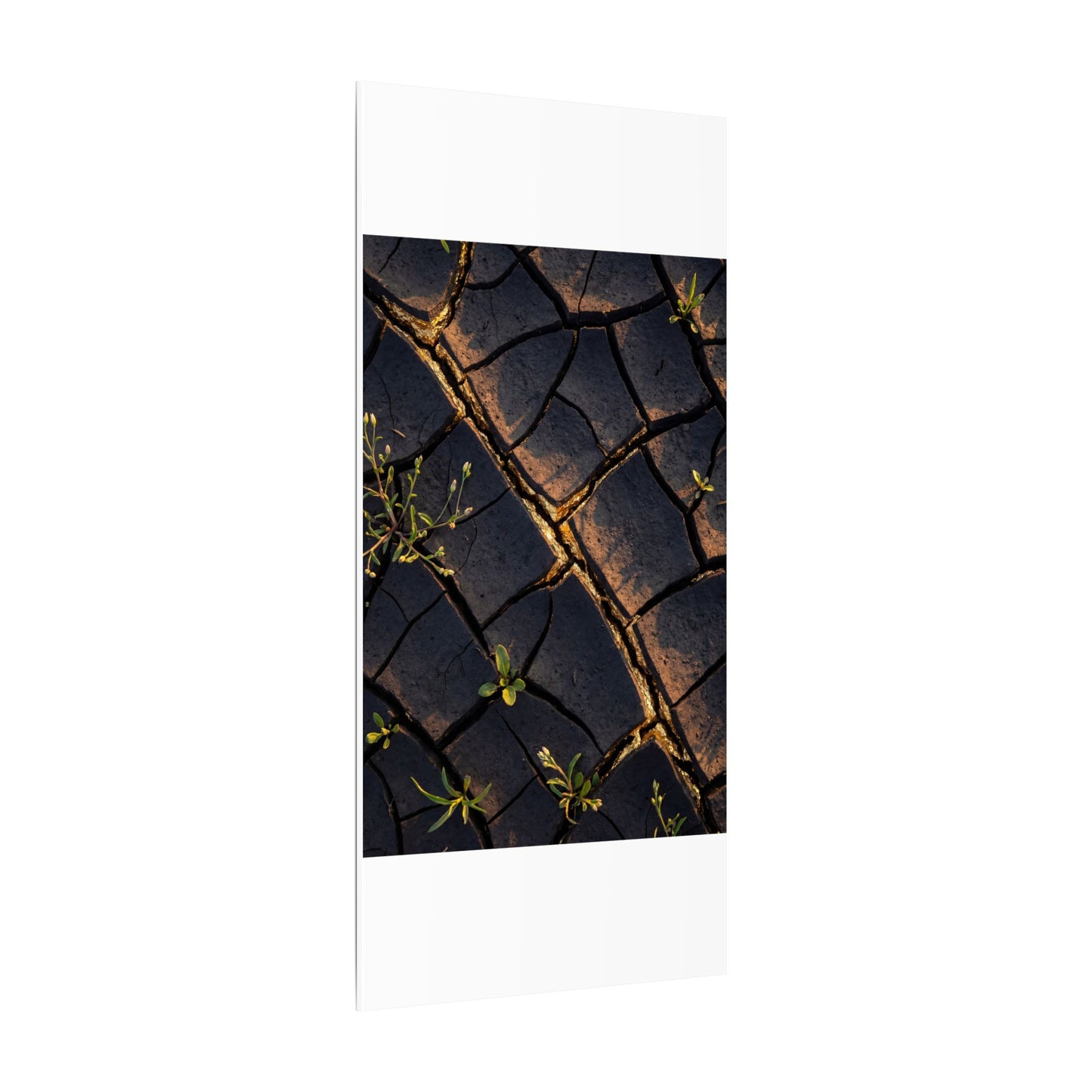 Kintsugi Cracked Earth in Golden Hour | Gold Vein Canvas Art