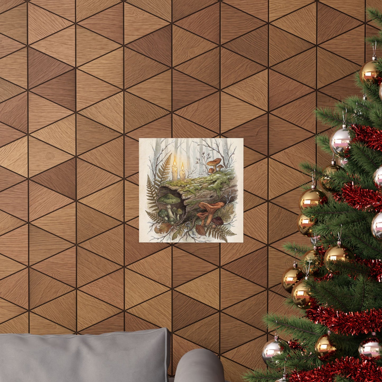 Winter Wild Mushrooms Herbarium Wall Art Print | Rustic Decor