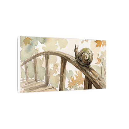 Wooden Bridge Canvas Art | Autumn Japandi Watercolor Art
