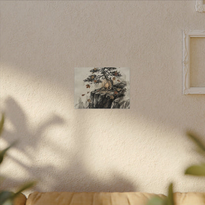 Pine Tree Autumn Canvas Art | Japandi Earthy Design
