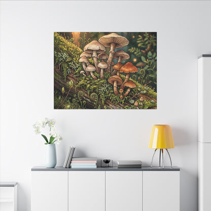 Spring Wild Mushrooms Herbarium Canvas Art | Rustic Decor